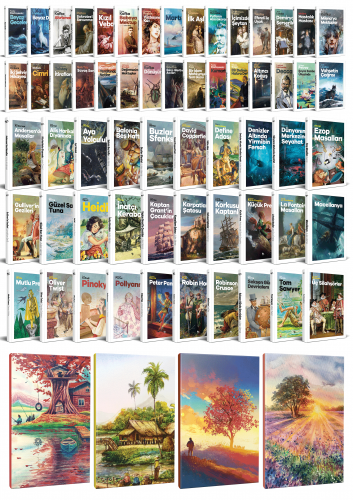 60 Dünya Klasiği ve Manzara Temalı 64 Sayfa Çizgili Defter Seti -2 - H