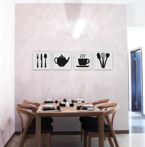 Mutfak Temalı 4'lü Tablo Set
