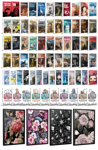 68 Dünya Klasiği ve Çiçekli Çizgili Defter Seti -1 - Halkkitabevi