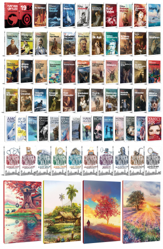 68 Dünya Klasiği ve Manzara Temalı 64 Sayfa Çizgili Defter Seti -1 - H