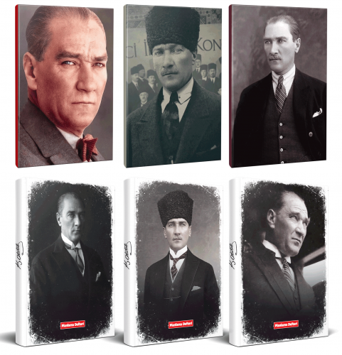 6lı Atatürk 64 Sayfa 13,5x19,5cm Defter ve 176 Sayfa Planlama Defteri 