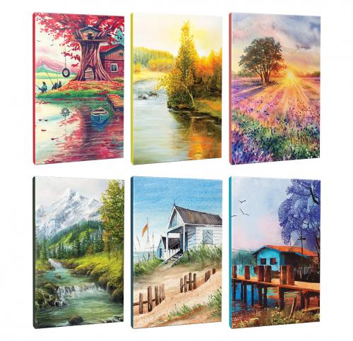 6lı Manzara Temalı 13,5x19,5cm 64 Sayfa Çizgili Okul Defteri Seti -3 -