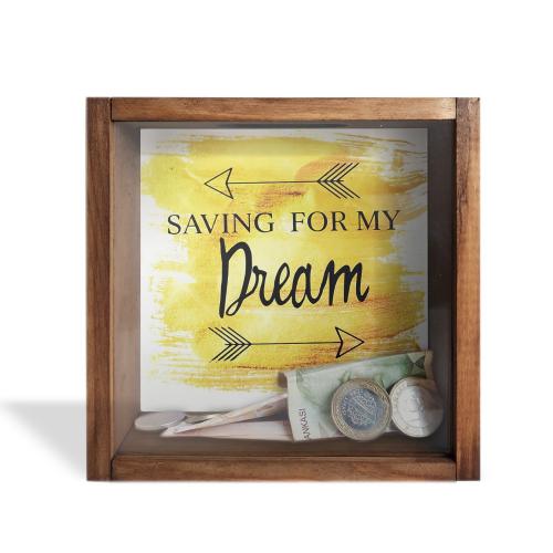 Camlı Ahşap Kumbara Dream - Halkkitabevi