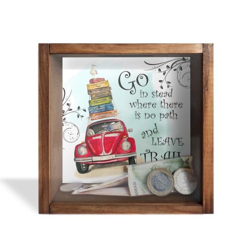 Camlı Ahşap Kumbara Tatil - Halkkitabevi