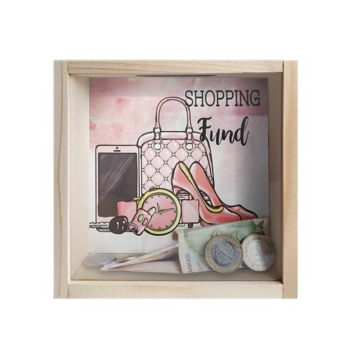 Camlı Ahşap Kumbara Fashion Ham Ahşap - Halkkitabevi