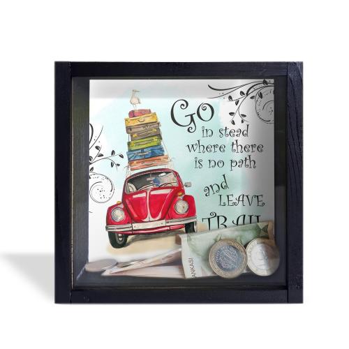 Camlı Ahşap Kumbara Tatil Siyah - Halkkitabevi