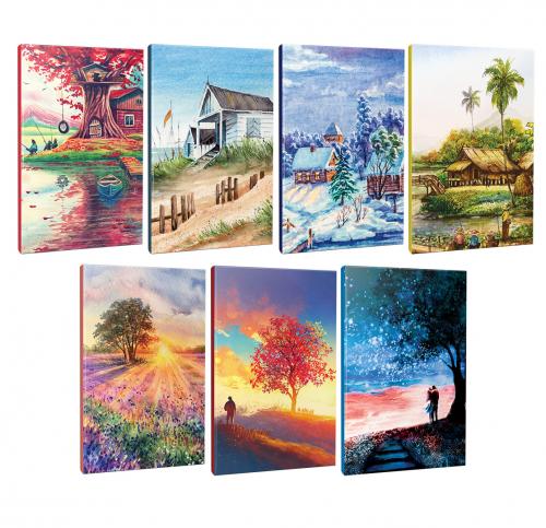 7li Manzara Temalı 13,5x19,5cm 64 Sayfa Çizgili Okul Defteri Seti -4 -