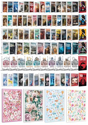 84 Dünya Klasiği ve Çiçekli Çizgili Defter Seti -2 - Halkkitabevi