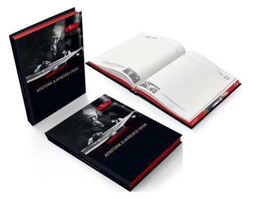 Kişiye Özel 2026 Atatürk Ciltli Ajanda ve Metal Roller Kalem - Halk