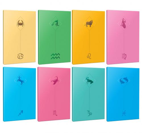 8li Burç-Astroloji Temalı 13,5x19,5cm 64 Sayfa Çizgisiz Defter Seti -5