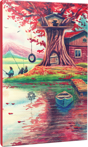 Ağaç Ev - Manzara Temalı 64 Sayfa Çizgili Okul Defteri