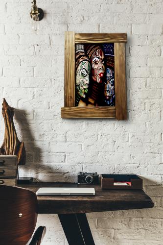 3D Dövmeli Kadınlar Ahşap Tablo - Halkkitabevi