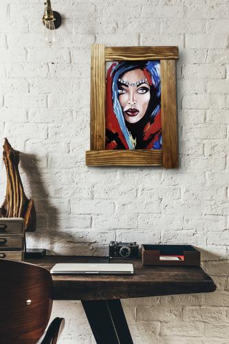 3D Portre Kadın Ahşap Tablo - Halkkitabevi