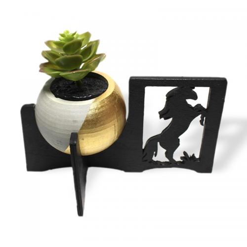 Ahşap At Figürlü Küre Beton Saksı - Halkkitabevi