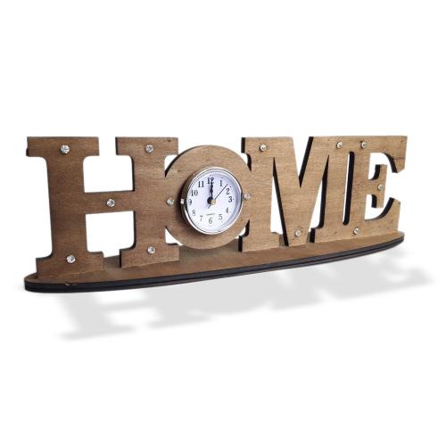 Ahşap Home Yazılı Saatli Oda Süsü
