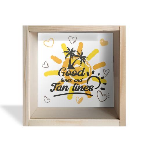 Camlı Ahşap Kumbara Yaz Tatili Ham Ahşap