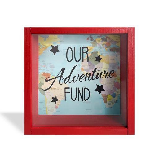 Camlı Ahşap Kumbara Adventure Kırmızı - Halkkitabevi