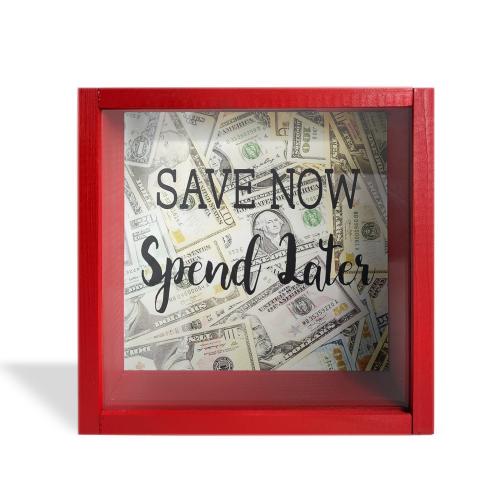 Camlı Ahşap Kumbara Save Now Kırmızı - Halkkitabevi