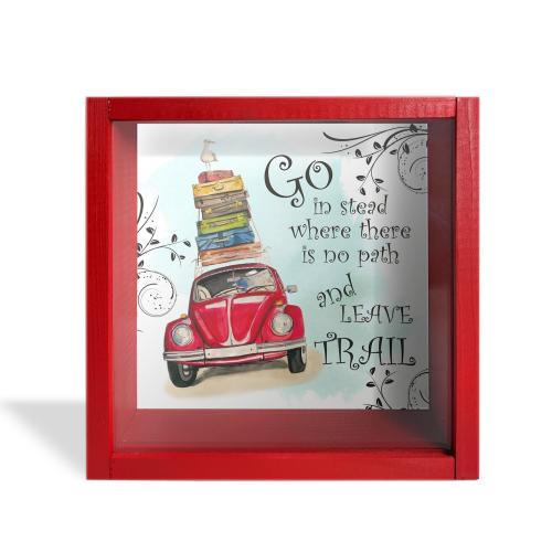 Camlı Ahşap Kumbara Tatil Kırmızı