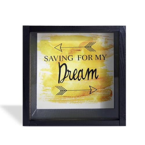 Camlı Ahşap Kumbara Dream Siyah - Halkkitabevi