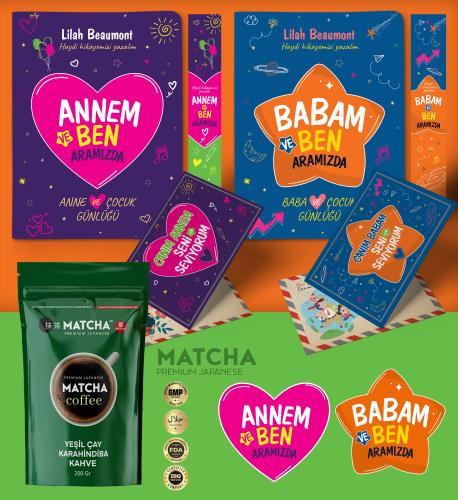 Annem - Babam ve Ben Aramızda Ayraç Kartpostal - Matcha Kahve