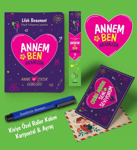 Annem ve Ben Aramızda Ayraç Kartpostal Kişiye Özel Kalem - Lacivert - 