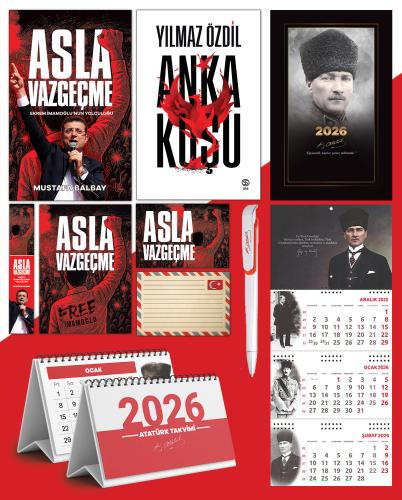 Asla Vazgeçme - Ayraç - Kartpostal - Poster - Anka Kuşu -  2026 Ajanda Komutan - Gazi Duvar Takvimi - Masa Takvimi