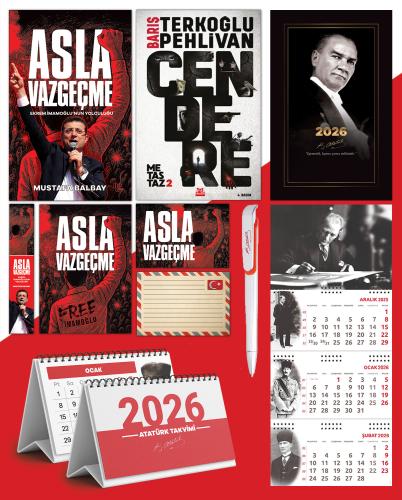 Asla Vazgeçme - Ayraç - Kartpostal - Poster - Cendere -  2026 Ajanda Gazi Paşa - İmza Duvar Takvimi - Masa Takvimi