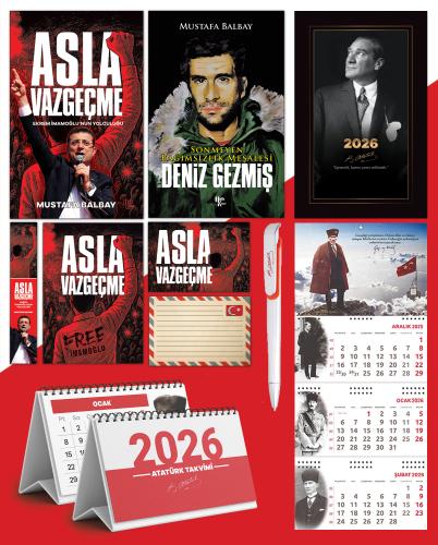 Asla Vazgeçme - Ayraç - Kartpostal - Poster - Deniz Gezmiş -  2026 Ajanda İstikbal - Sakarya Duvar Takvimi - Masa Takvimi