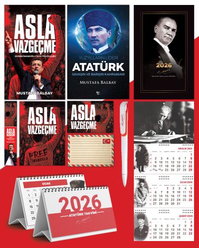 Asla Vazgeçme - Ayraç - Kartpostal - Poster - Yüzyılların Lideri Atatürk -  2026 Ajanda Gazi Paşa - İmza Duvar Takvimi - Masa Takvimi