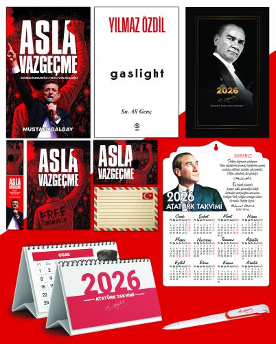 Asla Vazgeçme - Ayraç - Kartpostal - Poster - Gaslight -  2026 Ajanda Gazi Paşa - Ayyıldız Ahşap Duvar Takvimi - Masa Takvimi