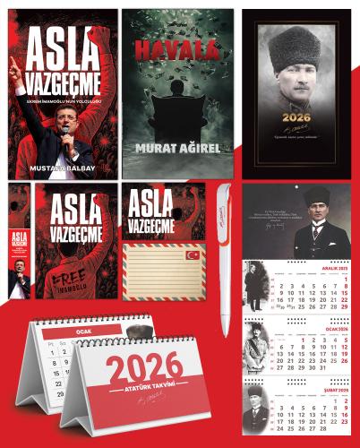 Asla Vazgeçme - Ayraç - Kartpostal - Poster - Havala -  2026 Ajanda Komutan - Gazi Duvar Takvimi - Masa Takvimi