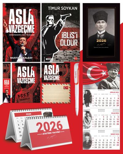 Asla Vazgeçme - Ayraç - Kartpostal - Poster - İblisi Öldür -  2026 Ajanda Kalpaklı - Ay Yıldız Duvar Takvimi - Masa Takvimi