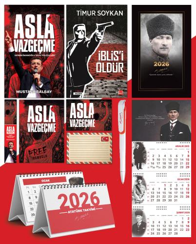 Asla Vazgeçme - Ayraç - Kartpostal - Poster - İblisi Öldür -  2026 Ajanda Komutan - Gazi Duvar Takvimi - Masa Takvimi