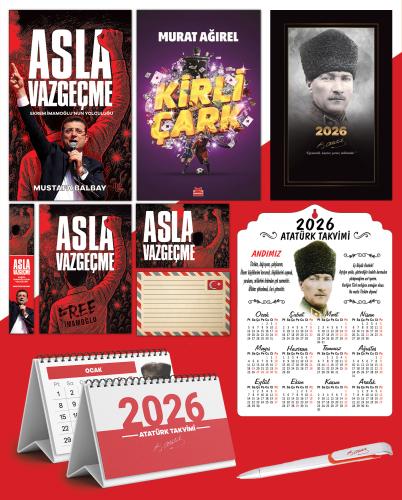 Asla Vazgeçme - Ayraç - Kartpostal - Poster - Kirli Çark -  2026 Ajanda Komutan - Kalpaklı Ahşap Duvar Takvimi - Masa Takvimi