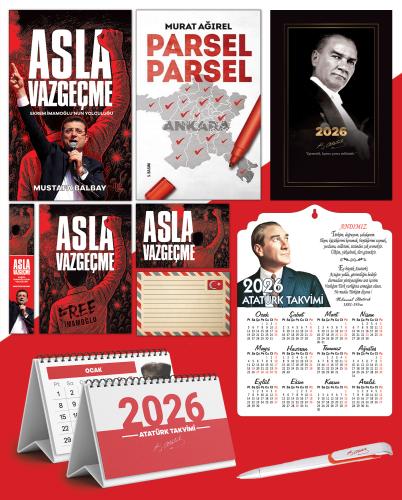 Asla Vazgeçme - Ayraç - Kartpostal - Poster - Parsel Parsel -  2026 Ajanda Gazi Paşa - Ayyıldız Ahşap Duvar Takvimi - Masa Takvimi