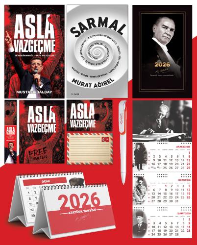 Asla Vazgeçme - Ayraç - Kartpostal - Poster - Sarmal -  2026 Ajanda Gazi Paşa - İmza Duvar Takvimi - Masa Takvimi