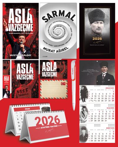 Asla Vazgeçme - Ayraç - Kartpostal - Poster - Sarmal -  2026 Ajanda Komutan - Gazi Duvar Takvimi - Masa Takvimi