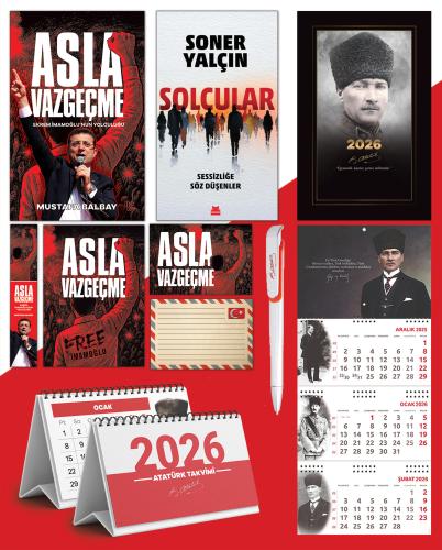 Asla Vazgeçme - Ayraç - Kartpostal - Poster - Solcular -  2026 Ajanda Komutan - Gazi Duvar Takvimi - Masa Takvimi