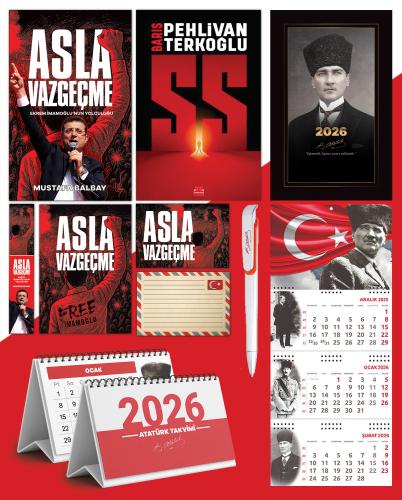 Asla Vazgeçme - Ayraç - Kartpostal - Poster - SS -  2026 Ajanda Kalpaklı - Ay Yıldız Duvar Takvimi - Masa Takvimi