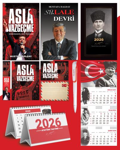 Asla Vazgeçme - Ayraç - Kartpostal - Poster - Sü-Lale Devri -  2026 Ajanda Kalpaklı - Ay Yıldız Duvar Takvimi - Masa Takvimi
