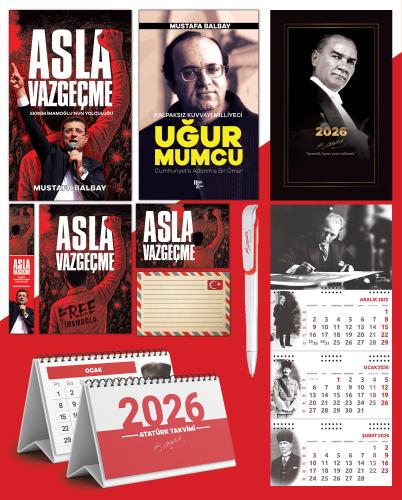 Asla Vazgeçme - Ayraç - Kartpostal - Poster - Uğur Mumcu -  2026 Ajanda Gazi Paşa - İmza Duvar Takvimi - Masa Takvimi