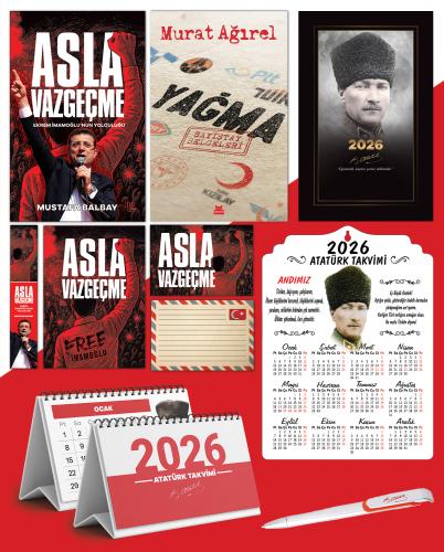 Asla Vazgeçme - Ayraç - Kartpostal - Poster - Yağma - Sayıştay Belgeleri -  2026 Ajanda Komutan - Kalpaklı Ahşap Duvar Takvimi - Masa Takvimi