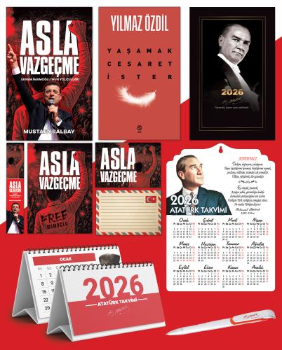 Asla Vazgeçme - Ayraç - Kartpostal - Poster - Yaşamak Cesaret İster -  2026 Ajanda Gazi Paşa - Ayyıldız Ahşap Duvar Takvimi - Masa Takvimi