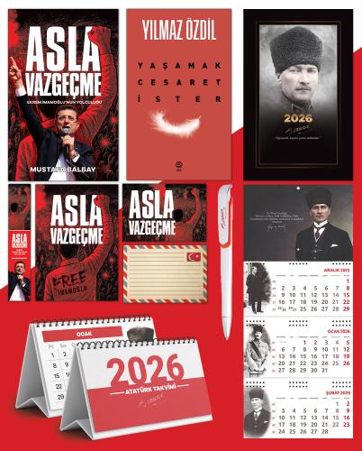 Asla Vazgeçme - Ayraç - Kartpostal - Poster - Yaşamak Cesaret İster -  2026 Ajanda Komutan - Gazi Duvar Takvimi - Masa Takvimi