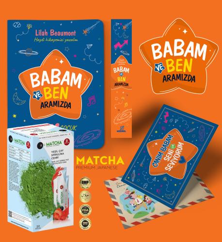 Babam ve Ben Aramızda Ayraç Kartpostal - Çilekli Matcha Çayı