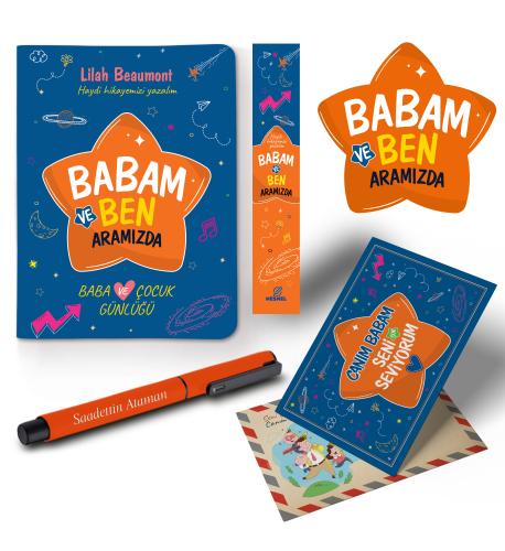 Babam ve Ben Aramızda Ayraç Kartpostal Kalem - Turuncu