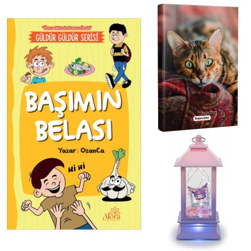 Başımın Belası - Şaşkın Kedi Planlama Defteri ve Kuromi Temalı Fener Tipi Işıklı Kar Küresi