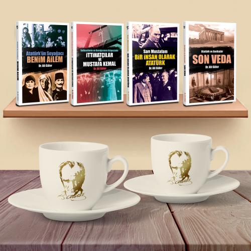 Bir İnsan Olarak Atatürk Hediye Seti - Yaldızlı Portre Fincan - Halkki