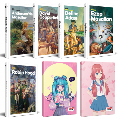 Çocuk Klasikleri 5li Kitap - Flying Kisses ve Catgirl Defter - Halkkit